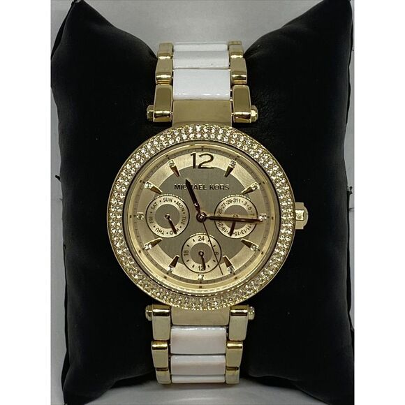 Michael Kors MK6374 Women's Stainless Steel Analog Gold Dial Quartz Watch WO684 - Picture 3 of 12